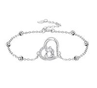 Yinsen Bracelet pour Femme Argent Sterling 925 Pendentif Mère Fille Bracelets, Cadeau pour Fête des mères Anniversaire Avec Coffret Cadeau (17+4cm)
