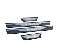 Yintmi 4 Pièces Protecteur De Seuil De Porte De Voiture pour Kona 2018-2024, Plaques De Protection en Plastique Pédale De Bienvenue, Accessoire De Décoration De Style Automatique Antidérapant (Noir)