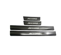 YINTMI Lot de 4 protections de seuil de portière de voiture pour Accord 2018-2022, en plastique, pédales de bienvenue, antidérapantes, accessoires de décoration de voiture (noir)