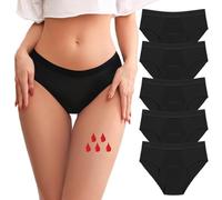 Yintry Culotte menstruelle pour Femme avec 4 Couches de Protection étanche - sous-vêtement menstruel Taille Moyenne à Flux Lourd Lot de 5 Slips en Coton