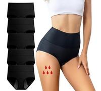 Yintry Culotte menstruelle pour Femme avec 4 Couches de Protection étanche - sous-vêtement menstruel Taille Moyenne à Flux Lourd Lot de 5 Slips en Coton