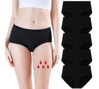 Yintry Culotte menstruelle pour Femme avec 4 Couches de Protection étanche - sous-vêtement menstruel Taille Moyenne à Flux Lourd Lot de 5 Slips en Coton