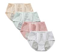 Yintry Culottes de Période Menstruelle en Coton pour Filles Micro Mesh Menstruation Slips Règles pour Femmes Post-Partum sous-vêtements(Lot de 4) (L, Style 1)