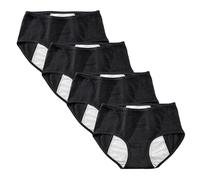 Yintry Culottes de Période Menstruelle en Coton pour Filles Micro Mesh Menstruation Slips Règles pour Femmes Post-Partum sous-vêtements(Lot de 4) (M, 4Noir)