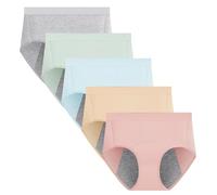 Yintry Culottes menstruelles pour Femmes sous-vêtements en Coton étanches Pantalons de Protection Contre Les Flux intenses Culottes Respirantes Paquet de 5 (S, 5Couleurs)