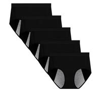 Yintry Culottes menstruelles pour Femmes sous-vêtements en Coton étanches Pantalons de Protection Contre Les Flux intenses Culottes Respirantes Paquet de 5 (M, 5Noir)