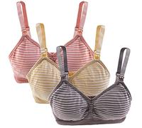 Yintry Lot de 3 Soutiens-Gorge d'allaitement à Buste Complet pour Femme Bralette de maternité à Rayures avec Coussinets S-XXL pour Allaitement Ultra Confortable sans Fil