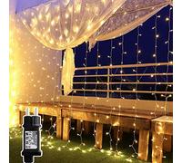 Yinuo Mirror Rideau Lumineux, Guirlandes Lumineuses 300 Led 3m*3m,8 Modes d'Eclairage, Basse Tension 31V, Decoration de Fenêtre, Noël, Mariage, Anniversaire, Maison, Patio, Etanche IP44