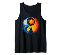 YinYang Yoga Méditation Lune Soleil Art Silhouette Chat Débardeur