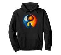 YinYang Yoga Méditation Lune Soleil Art Silhouette Chat Sweat à Capuche