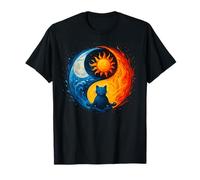 YinYang Yoga Méditation Lune Soleil Art Silhouette Chat T-Shirt