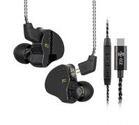 Yinyoo CCZ Melody 10mm Double Circuit Magnétique in-Ear IEM Casque, Earfins Design HiFi in Ear Monitor Écouteur avec Micro 2PIN Câble pour Audiophile(Noir, avec Micro Type-C)