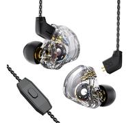 Yinyoo CCZ Melody 10mm Double Circuit Magnétique in-Ear IEM, Earfins Design HiFi in Ear Monitor Écouteur avec Micro 2PIN Câble Détachable pour Audiophile(Noir Transparent, avec Micro)