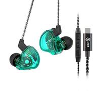 Yinyoo CCZ Melody 10mm Double Circuit Magnétique in-Ear IEM, Earfins Design HiFi in Ear Monitor Écouteur avec Micro 2PIN Câble pour Audiophile(Vert, avec Micro Type-C)