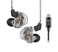 Yinyoo CCZ Melody in-Ear-Monitors Hybrid 1BA 1DD Écouteurs HiFi, Écouteurs Intra-Auriculaires Filaire IEM avec câble 4N OFC pour Téléphone Portable (Noir Clair, sans Micro Type-C)