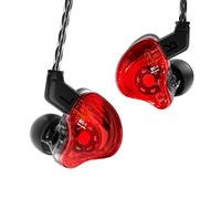 Yinyoo CCZ Melody in-Ear-Monitors Hybrid 1BA 1DD HiFi Écouteur Basses Profondes Écouteurs Intra-Auriculaires Légers IEM avec Câble 4N OFC pour Musicien/Batteur/Bassiste (Rouge, sans Micro)