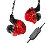 Yinyoo CCZ Melody in-Ear-Monitors Hybrid 1BA 1DD HiFi Écouteur Basses Profondes léger Écouteur Intra-auriculaire IEM avec câble 4N OFC pour Musicien/Batteur/Bassiste (Rouge, avec Micro)