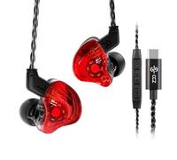 Yinyoo CCZ Melody USB-C in-Ear-Monitors Hybrid 1BA 1DD HiFi Écouteur, Basses Profondes Écouteurs Intra-Auriculaires Légers IEM avec Câble 4N OFC pour Musicien/Batteur(Rouge, avec Micro USB-C)