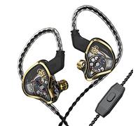 Yinyoo CCZ Warrior 3BA+1DD Écouteurs intra-auriculaires hybrides avec microphone haute sensibilité, basses puissantes, isolation phonique, écouteurs filaires pour Pop, métal, rock (doré, avec micro)