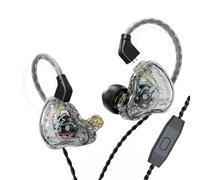 Yinyoo KBEAR KS1 Écouteurs filaires Excellent Son de Basse avec Moniteur d'alimentation dans l'oreille, Casque Intra-auriculaire IEM Compatible avec Android Phone (avec Micro, Transparent)