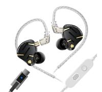 Yinyoo KZ ZS12 Pro 2 Ecouteurs Gaming IEM USB C 1DD+5BA IEM Gaming Son HiFi in Ear Monitors avec Câble USB-C Détachable pour Audiophiles, Gamer (Noir, avec Micro)