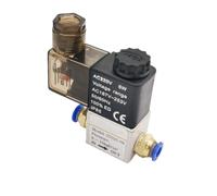 YINZHD Électrovanne pneumatique électrique 12 V 24 V 220 V, 2 positions, 2 ports, vanne magnétique à air normalement fermée, raccord cannelé de 6 mm 8 mm(PC 8mm Fittings,AC220V)