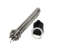 YINZHD Élément chauffant avec sonde/vis de mise à la terre DN32, filetage 1 1/4", chauffage électrique tubulaire 3U 3/4,5/6/9/12 kW(Gold,220V,12KW 355mmL)