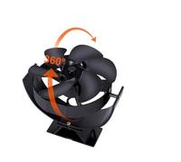 YINZHD Ventilateur de cheminée à 6 pales, rotatif à 360°, silencieux et efficace, for poêle à bois et chauffage d'hiver(Black)
