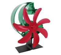 YINZHD Ventilateur de cheminée à 7 pales à économie d'énergie, ventilateur de poêle à air chaud à puissance thermique fonctionnant silencieusement for économiser du bois(Red green)