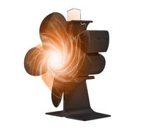 YINZHD Ventilateur de poêle à 4 pales alimenté par la chaleur avec poignée de transport et protection contre la surchauffe. Ventilateur de chauffage papillon for poêle à bois.(Black)