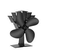 YINZHD Ventilateur de poêle à air chaud à 4 feuilles, ventilateur de cheminée noir, brûleur à bois, respectueux de l'environnement, silencieux, dissipation thermique efficace for un usage domestique