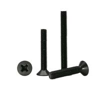 YINZHD Vis à tête fraisée cruciforme plate en acier inoxydable 304 noir GB819, longue et allongée, M1,6 M2,5 M3 M4 M5 M6 M8(10mm,10pcs M5)