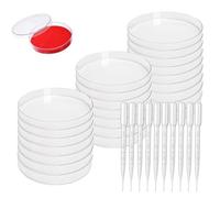 YINZZTRY 20 Pièces Boîtes de Pétri Transparentes, 90 mm Pétri en Plastique, Boîtes de Pétri en Plastique Stérile, avec 10 * 3 ml Pipette, Pour Etudes Biologie Expérimentale en Laboratoire