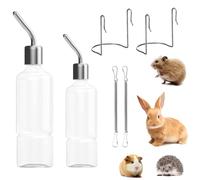 YINZZTRY Biberon Lapin, 2 Pièces Suspendus Lapin Deau Distributeur, Rongeur Distributeur Eau, Abreuvoir pour Les Rongeurs, pour Abreuvoir Rongeur, Chatons, Chiens, Hamsters, 350 ML + 180 ML