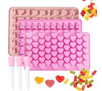 YINZZTRY Moule Silicone Ours Bonbon, Moule Mini Ourson Bonbon, Moules à Bonbons à Gummy, Moules à Forme de Oursons, avec 3 Compte-Gouttes, pour Chocolat, Bonbons, Pudding, Gelée, 3 Pièces