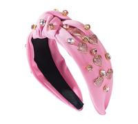 Yiohejy Bandeaux en forme de cœur - Bandeau large noué - Serre-tête en strass pour femme, accessoires de cheveux de Saint-Valentin pour fêtes