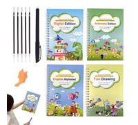 Yiohejy Cahier d'Écriture à Rainures,Cahiers d'Exercices Réutilisables - Cahiers de Calligraphie à Encre avec Stylo | pour École Maternelle Maison Garçons Filles Vacances Voyage