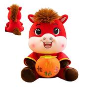 Yiohejy Cheval en Peluche,Cheval du Nouvel an Lunaire en Peluche - Mascotte Cartoon Dieu De La Richesse 2026 pour Décor Table De Chevet Nursery Fête Canapé Cadeau