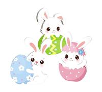 Yiohejy Décoration de Centre de Table pour Pâques | Ornements Lapin en Bois pour Table | Ensemble de 3 Pièces Maîtresses Décoratives Lièvre de Pâques | pour Amis Familles Bureau Étagère Cheminée