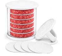 yiokeo Burger Press Patty Maker with Storage Container, Stackable Hamburger Mold with Separator Discs, 4-12 Patty Capacity, Easier Burger Prep for Homemade & BBQ Nights, Family Meals (6)