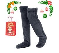 yiokeo Goose down Knee Socks for Christmas,Goose Down Long Tube Socks Soft Comfortable,Leg Warmers Fluffy for Cold Weather (08)