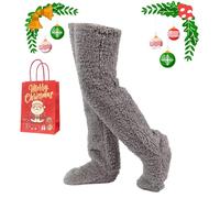 yiokeo Goose down Knee Socks for Christmas,Goose Down Long Tube Socks Soft Comfortable,Leg Warmers Fluffy for Cold Weather (03)