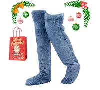 yiokeo Goose down Knee Socks for Christmas,Goose Down Long Tube Socks Soft Comfortable,Leg Warmers Fluffy for Cold Weather (09)
