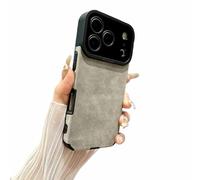 yiokeo Luxury Retro Leather,Matte Finish Shockproof Case for iPhone 17 16 15 14 ProMax, Slim Shockproof Bumper Full Camera Protective Cover Retro Case (for iPhone 16ProMax,Light Gray)