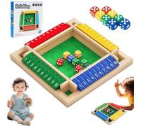 yiokeo Shut The Box Game, Shut The Box-Wooden Dice Board Game, 2026 New Four-Sided Flip Card Game Toys,Wooden Dice Games for 2-4 Players, Enhancing Mathematical and Decision-Making Skills (Colorful)