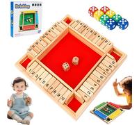 yiokeo Shut The Box Game, Shut The Box-Wooden Dice Board Game, 2026 New Four-Sided Flip Card Game Toys,Wooden Dice Games for 2-4 Players, Enhancing Mathematical and Decision-Making Skills (Red)