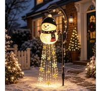 yiokeo Snowman Magic Fountain - Flowing Snowflake LED Christmas Garden Light, Solar Cascading Snowman Gardens Stakes Light, for Lawn Pathway Front Yard and Holiday Outdoor Decoration (B*1)