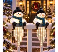 yiokeo Winter Glow Snowman Icicle Light Decor, Christmas Outdoor Decorations (2PCS)