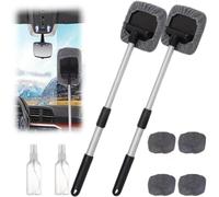 Yiokii Windshield Wow Lot de 2 nettoyeurs magnétiques extensibles pour vitres de voiture avec tampons en microfibre réutilisables et vaporisateurs