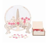 Yiomxhi Livre d'or Mariage en Bois avec Boîte à Déposer et 80 Tranches de Fleurs, Livre D'invités Rustique pour Mariage Deco, Bapteme, Anniversaire Décoration